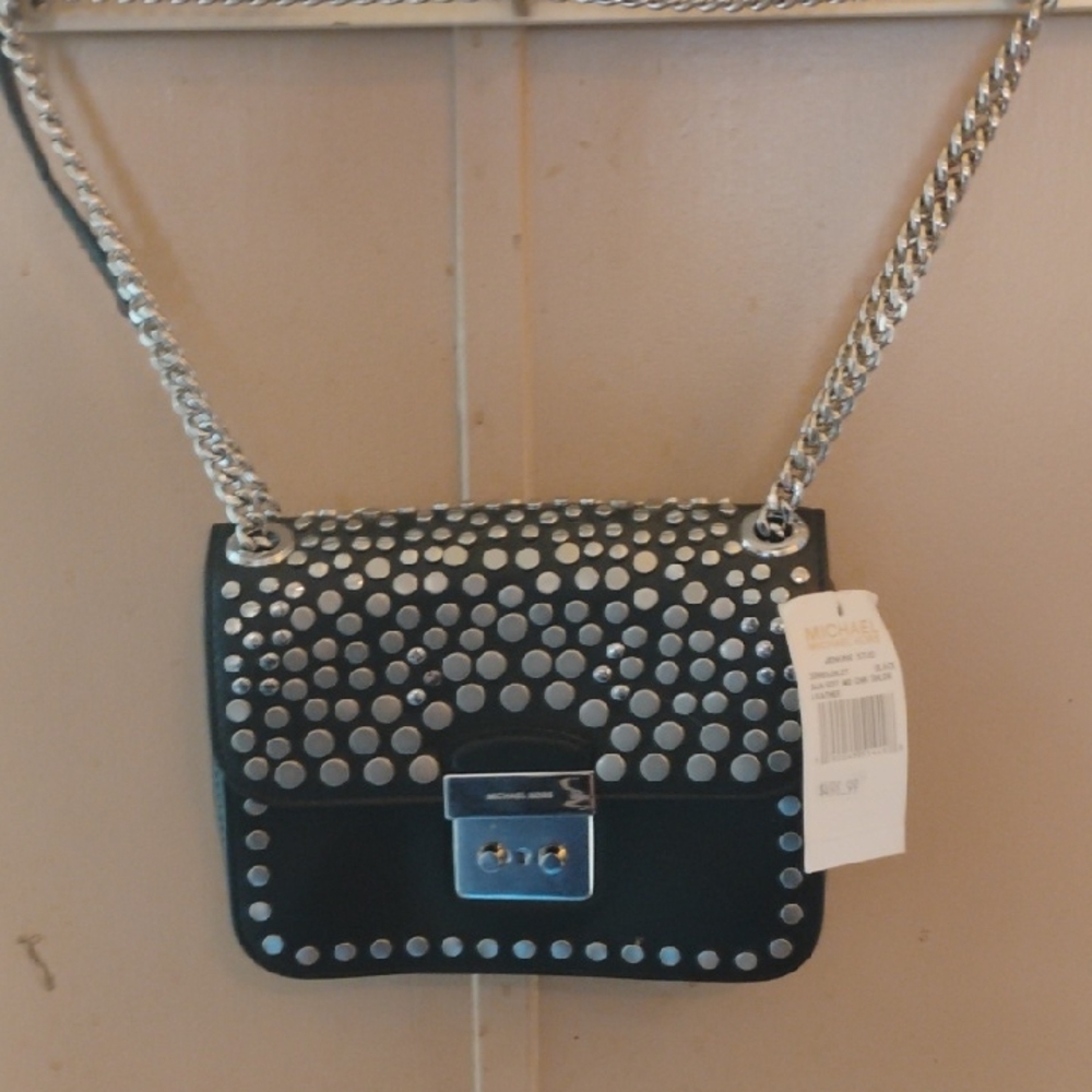 Michael Kors Black Crossbody Bag with Silver Studs